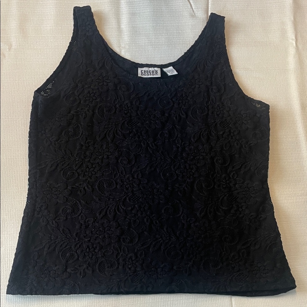 Chico's Elegant Black Floral Lace Tank Top